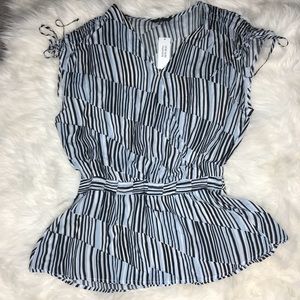 NWT stripe faux wrap flair striped top